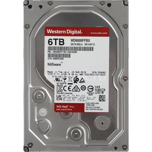 Жесткий диск WD Red Pro WD6005FFBX, 6ТБ, HDD, SATA III, 3.5"