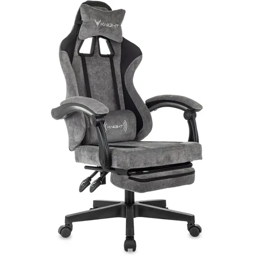 Кресло игровое KNIGHT Custom/F, ткань, до 120кг, шарнирные подлокотники, серый/чёрный