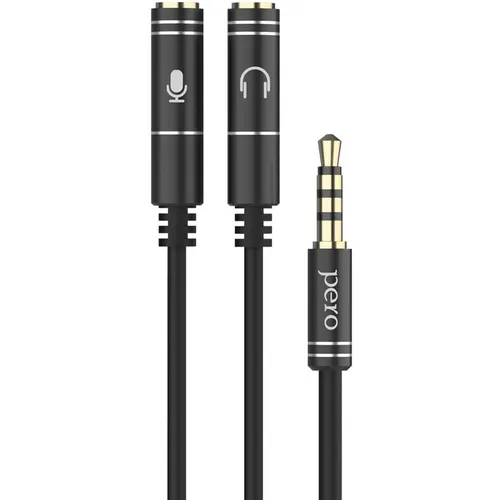 Переходник PERO AD-08, Jack 3.5 (m) - 2хJack 3.5 (f), 0.34м, черный [prad08msbk]