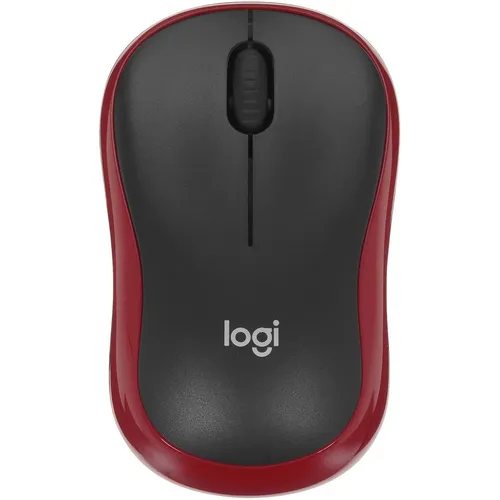 Мышь беспроводная Logitech M185, радио, оптическая, USB, 1000dpi, черный и красный [910-002633]