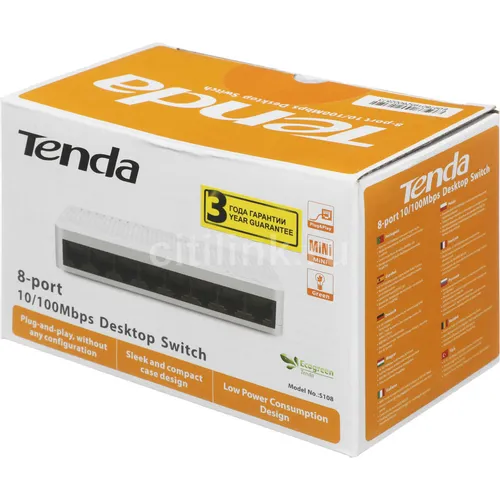 Коммутатор TENDA S108, неуправляемый