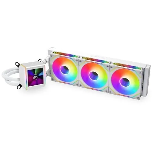 Система водяного охлаждения Lian Li Galahad II LCD 360 SL-INF, LCD, 4-pin, ARGB, 120мм, белый, retail [g89.ga2alcd36inw.00]