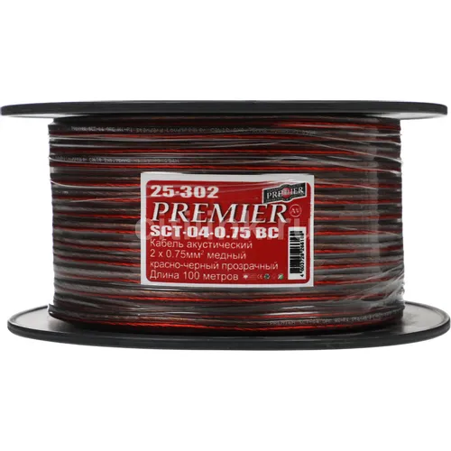 Кабель акустический PREMIER SCT-04 BC, 2х0.75 кв.мм, медный, 100м, черный [25-302 100]