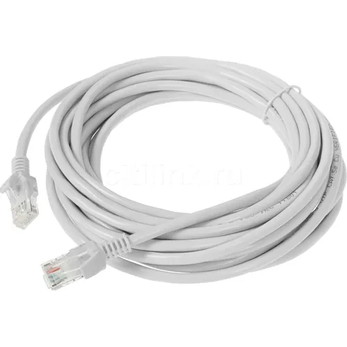 Патч-корд EXEGATE UTP-RJ45-RJ45-5e-CU-5M-GY UTP, кат.5E, 5м, 4 пары, медь, многожильный, белый