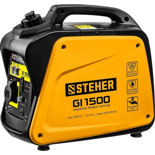 Бензиновый генератор STEHER GI-1500, 220/12 В, 1.2кВт