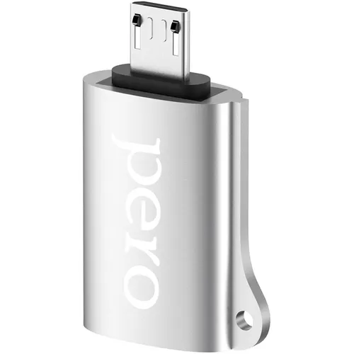 Переходник PERO AD-02, micro USB (m) - USB (f), серебристый [prad02musr]