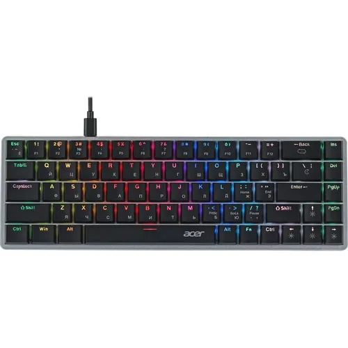 Клавиатура Acer OKW302, проводная, USB, механическая, серебристый [zl.kbdcc.01c]