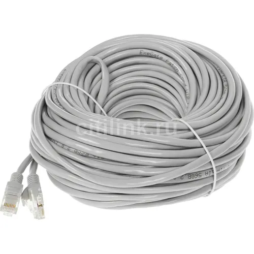 Патч-корд EXEGATE UTP-RJ45-RJ45-5e-30M-GY UTP, кат.5E, 30м, 4 пары, алюминий омедненный, многожильный, серый