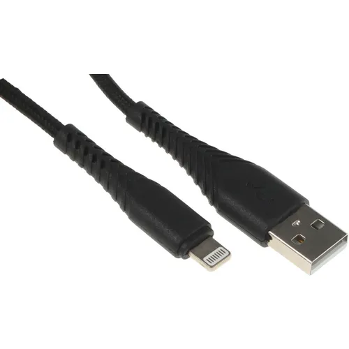 Кабель BORASCO Fishbone, Lightning (m) - USB (m), 1м, 3A, черный [38507]
