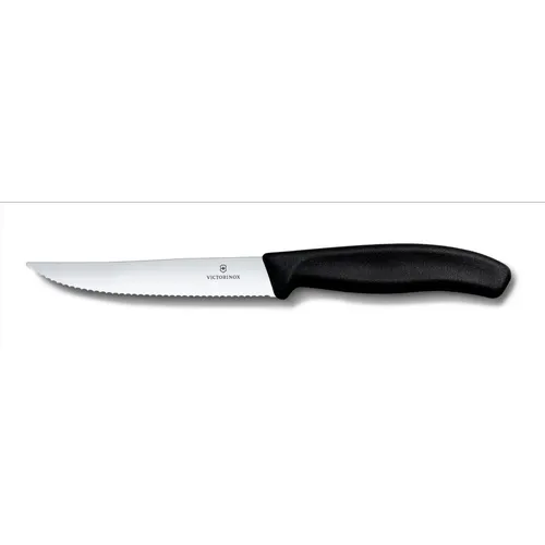 Нож кухонный Victorinox Swiss Classic Gourmet, разделочный, для стейка/пиццы, 120мм, заточка серрейтор, стальной, черный [6.7933]