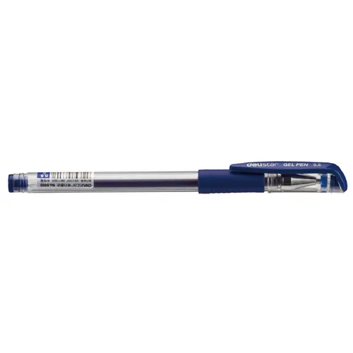 Deli E6600blue корп.прозрачный d=0.5мм чернила синий резин. манжета