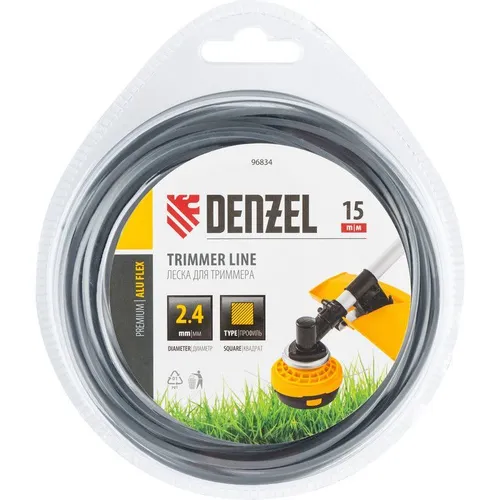 Леска для садовых триммеров DENZEL Aluflex, 2.4мм, 15м [96834]