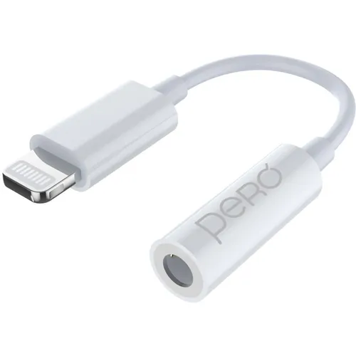 Адаптер PERO AD13, Lightning (m) - Jack 3.5 (f), 0.1м, белый