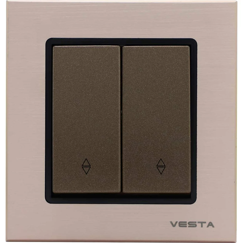 Реверсивный двухклавишный выключатель Vesta Electric Exclusive Champagne Metallic FVK050205BSH