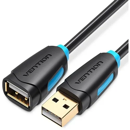 Кабель-удлинитель USB2.0 VENTION CBCBG, USB 2.0 A(m) (прямой) - USB 2.0 A (f) (прямой), GOLD , круглое, 1.5м, черный