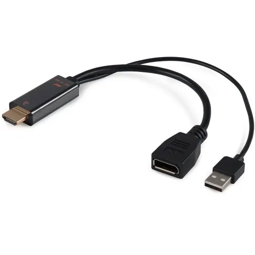 Переходник Buro HDMI (m) - DisplayPort (f), ver 1.4, ver 2.0, черный [bu-hdmi(m)-dp(f)]