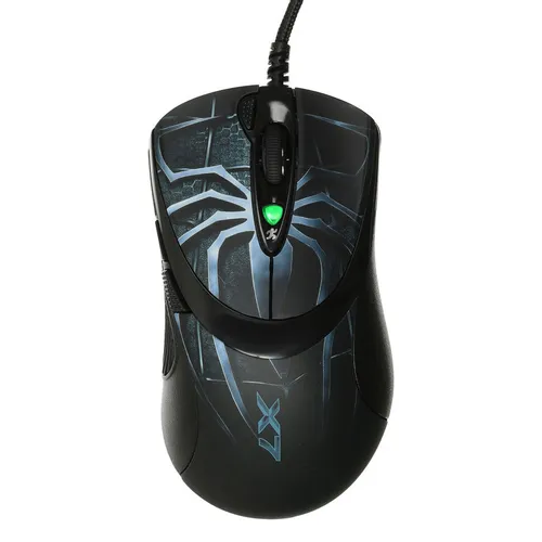 Мышь проводная A4TECH Oscar Editor XL-747H, игровая, лазерная, USB, 3600dpi, рисунок и голубой [xl-747h (blue spider)]
