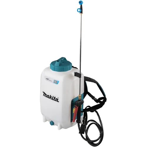 Опрыскиватель Makita DUS158Z, аккумуляторный, ранцевый, 15л, белый/бирюзовый