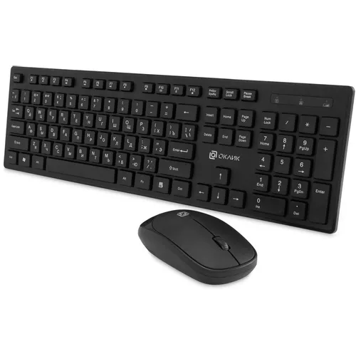 Комплект (клавиатура+мышь) Oklick S255W, USB, беспроводной, черный [1909361]