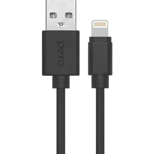 Кабель PERO DC-03, Lightning (m) - USB (m), 2м, черный [prdc-038p2mb]