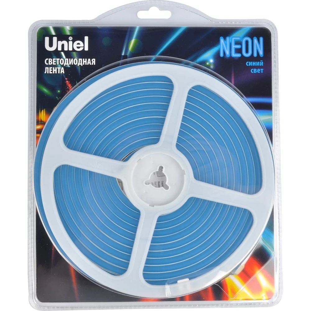 Гибкая светодиодная лента Uniel NEON ULS-N01-2835-120LED/m-6mm-IP67-DC12V-9W/m-5M-BLUE UL-00009085