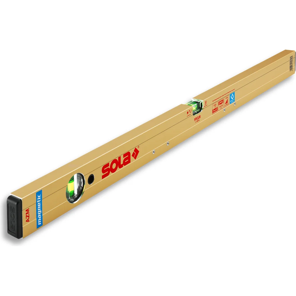 Алюминевый магнитный уровень SOLA AZM 80, L=80 см, 2 глазка, точн. 0,5мм/м 01821101