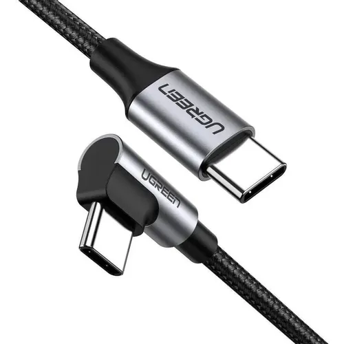 Кабель UGREEN US255, USB Type-C (m) - USB Type-C (m), 1м, 3A, серый / черный [50123]
