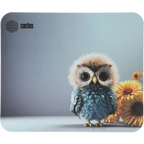 Коврик для мыши Cactus Owl gray рисунок, ткань, 300х250х3мм [cs-mpc-d12m]