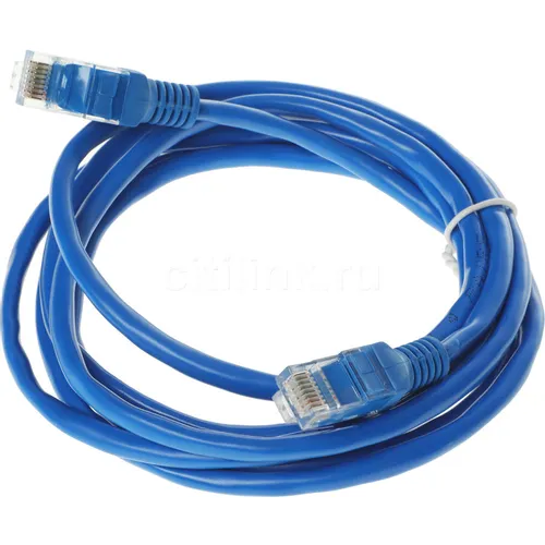 Патч-корд PREMIER PP12-2M/B литой (molded), UTP, кат.5E, 2м, 4 пары, 26AWG, алюминий омедненный, многожильный, синий