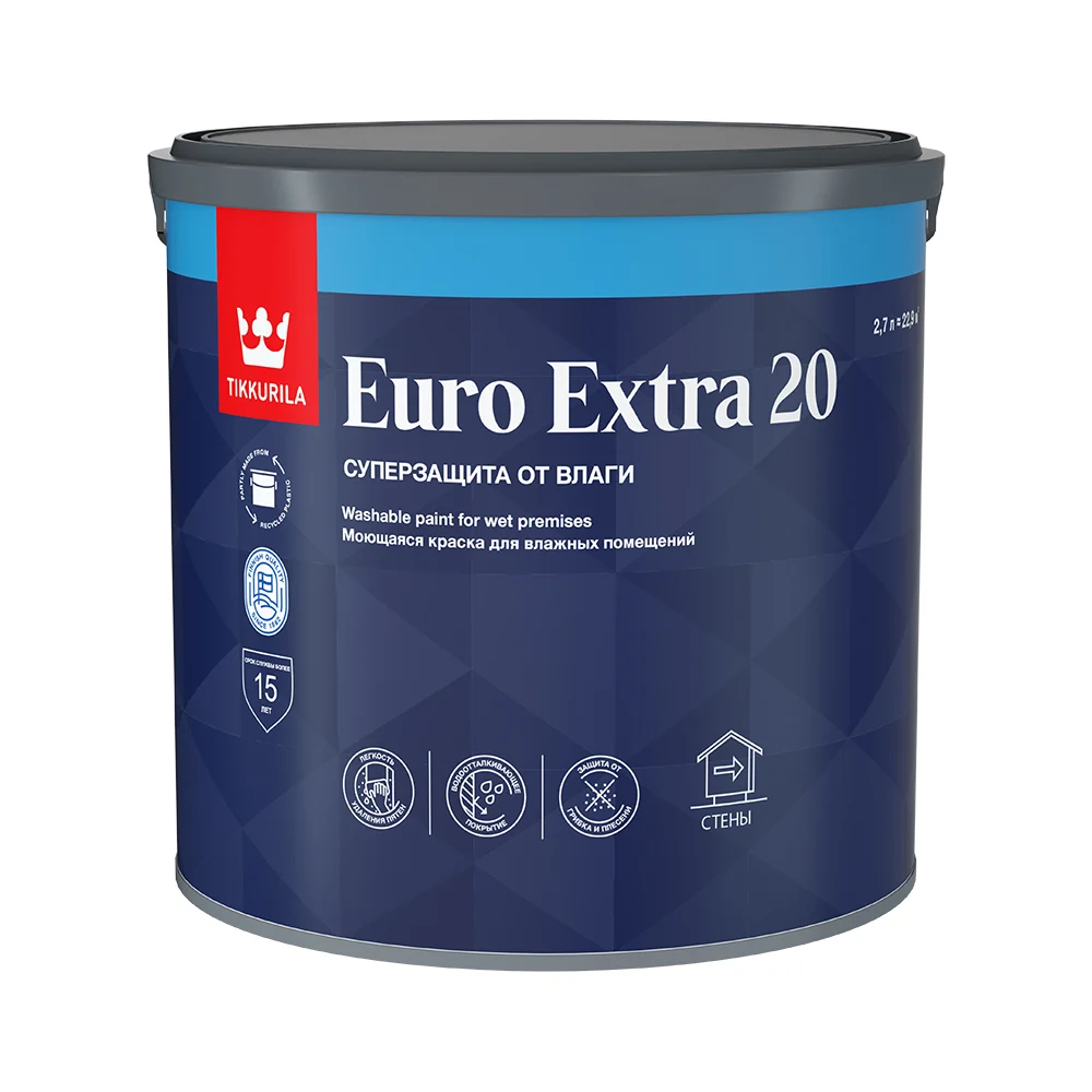 Моющаяся краска для влажных помещений Tikkurila EURO EXTRA 20 700001106