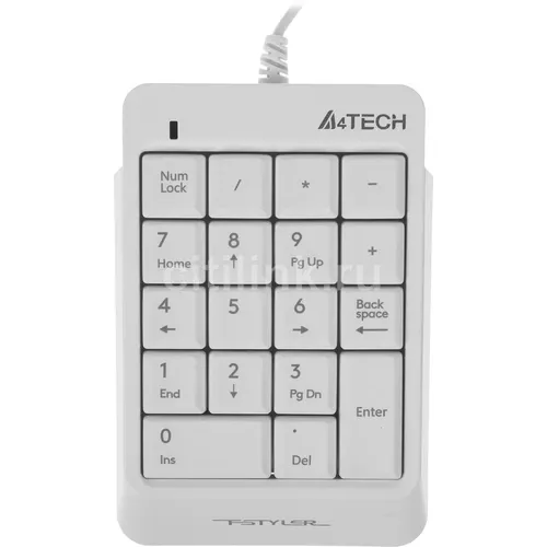 Числовой блок A4TECH Fstyler FK13P, проводная, USB, мембранная, белый [fk13p white]