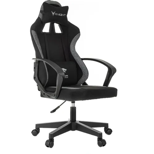 Кресло игровое KNIGHT Optimum, ткань, до 120кг, фиксированные подлокотники, черный/серый