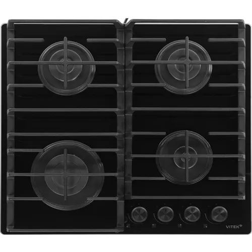 Газовая варочная панель Vitek VGH 6420 BG, 4 конфорки, эмалированная сталь, черный