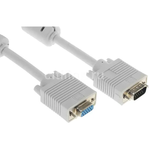 Кабель-удлинитель VGA Buro CAB015S-06, VGA (m) - VGA (f), ферритовый фильтр , 1.8м, серый