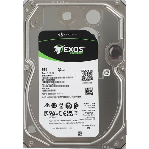 Жесткий диск Seagate Exos 7E10 ST8000NM018B, 8ТБ, HDD, SAS 3.0, 3.5"