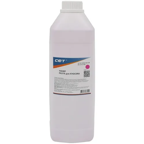 Тонер CET PK216, для Kyocera TASKalfa 2552ci/2553ci/3252ci/3253ci/4053ci, пурпурный, 500грамм, бутылка