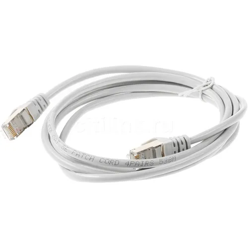 Патч-корд PREMIER PP22-2m литой (molded), FTP, кат.5E, 2м, 4 пары, 26AWG, алюминий омедненный, многожильный, серый