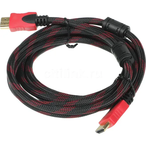 Кабель соединительный аудио-видео PREMIER 5-813R, HDMI (m) - HDMI (m), ver 1.4, 3м, ф/фильтр, черный/красный [5-813r 3.0]
