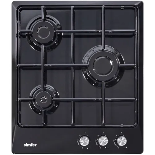 Газовая варочная панель Simfer H45V30B400, 3 конфорки, эмалированная сталь, черный