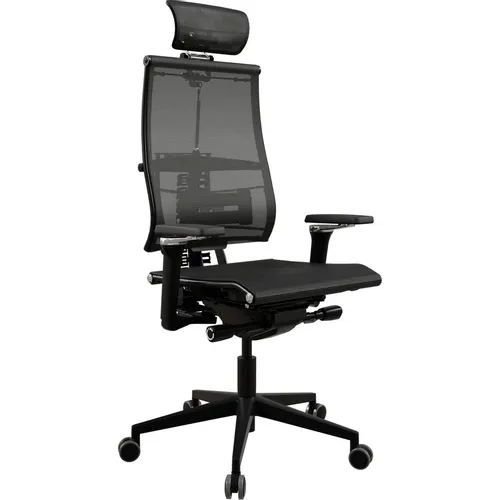 Кресло руководителя МЕТТА Yoga Spine Black Edition, сетка, до 150кг, синхромеханизм, регулируемые 5D подлокотники, черный