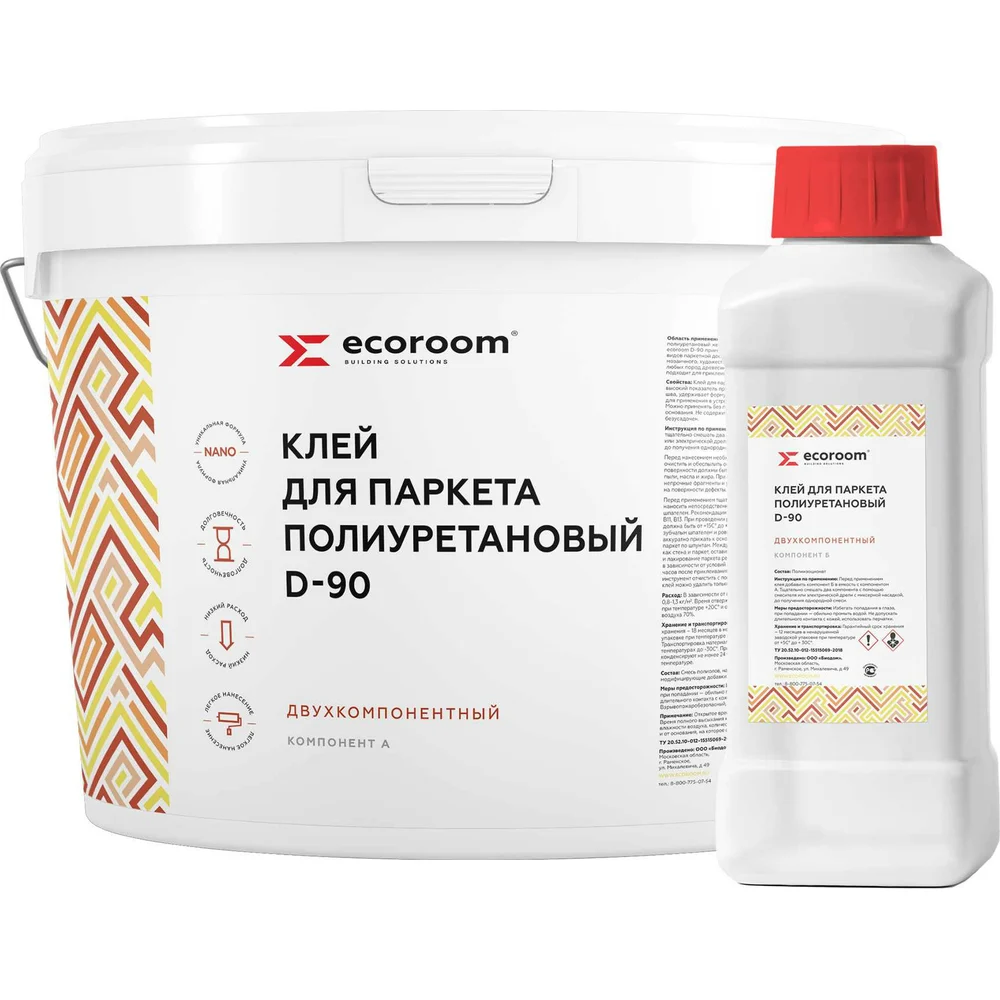 Полиуретановый клей для паркета ECOROOM 2К D-90 E-PUКлей -14488
