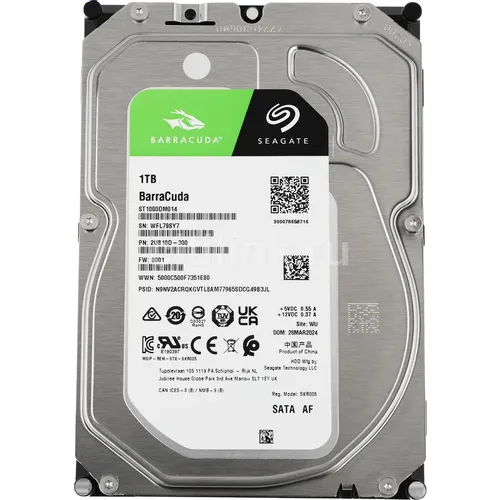 Жесткий диск Seagate Barracuda ST1000DM014, 1ТБ, HDD, SATA III, 3.5"