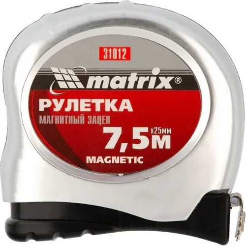 Рулетка строительная MATRIX 31012, 7.5м x25мм, с автостопом, с магнитным зацепом [31012 ]