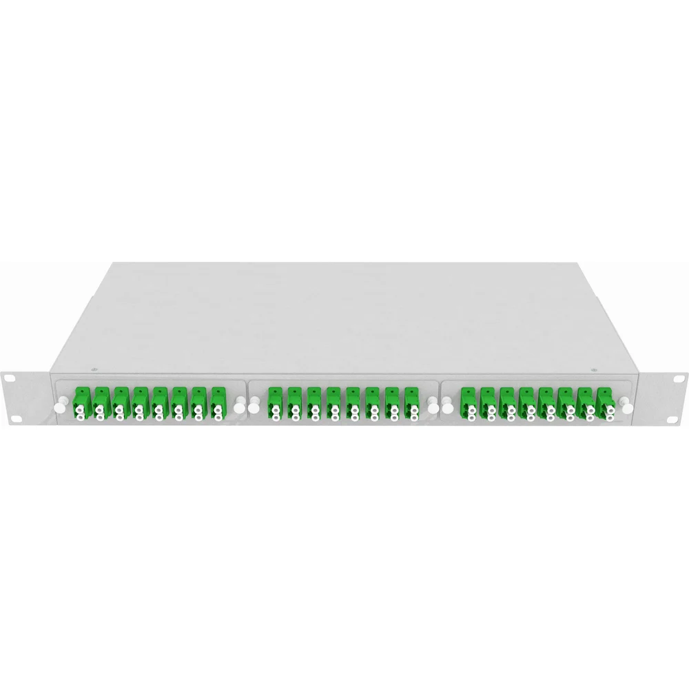 Укомплектованный одномодовый стоечный оптический кросс TopLan КРС-Top-1U-48LC/A-OS2-GY