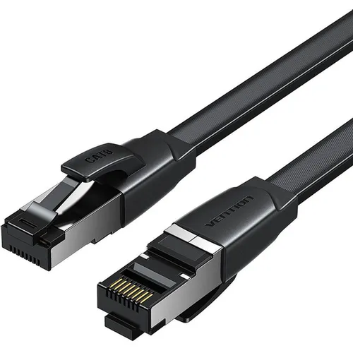 Патч-корд VENTION IKQBH литой (molded), S/FTP, кат.8, 2м, 4 пары, 32AWG, медь бескислородная, многожильный, черный, плоский (flat)