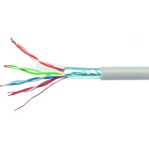 Кабель CABLEXPERT FPC-5051E-4-CU/100 FTP, кат.5E, 100м, 4 пары, 24AWG, 0.51мм, медь, многожильный, серый