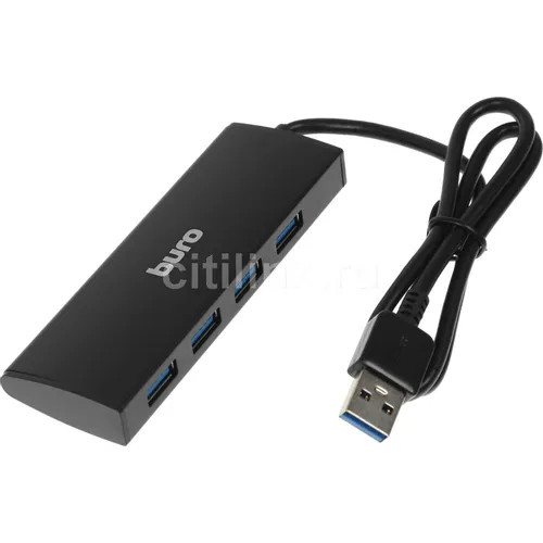 Хаб (разветвитель) Buro BU-HUB4-0.5-U3.0, черный