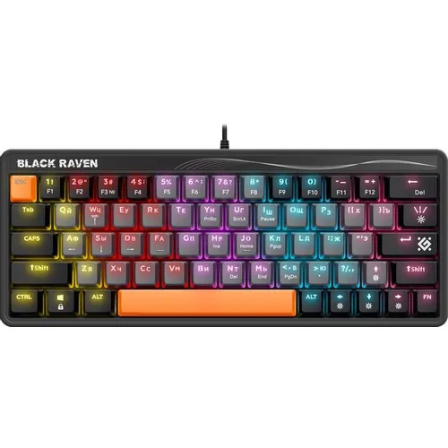 Клавиатура Defender Black Raven GK-417, проводная, USB, механическая, серый [45413]