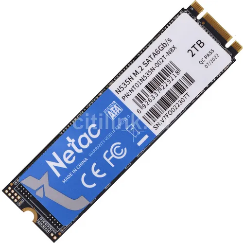 SSD накопитель NETAC N535N NT01N535N-002T-N8X 2ТБ, M.2 2280, SATA III, M.2