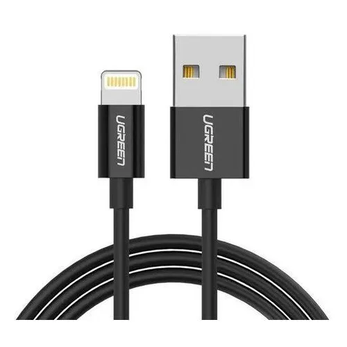 Кабель UGREEN US155, Lightning (m) - USB (m), 1м, MFI, 2.4A, черный [80822]